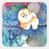 ZILVERMAAN Chow hond waterverf Vierkante Sticker (Voorkant)