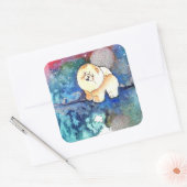 ZILVERMAAN Chow hond waterverf Vierkante Sticker (Envelop)
