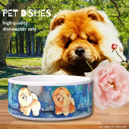 ZILVERMAAN Chow hond waterverf Voerbakje