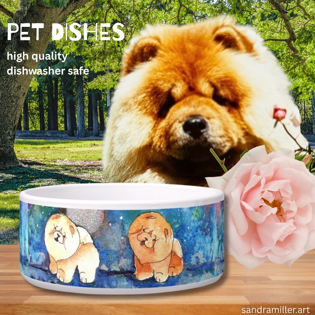 ZILVERMAAN Chow hond waterverf Voerbakje (Creator heeft geüpload)