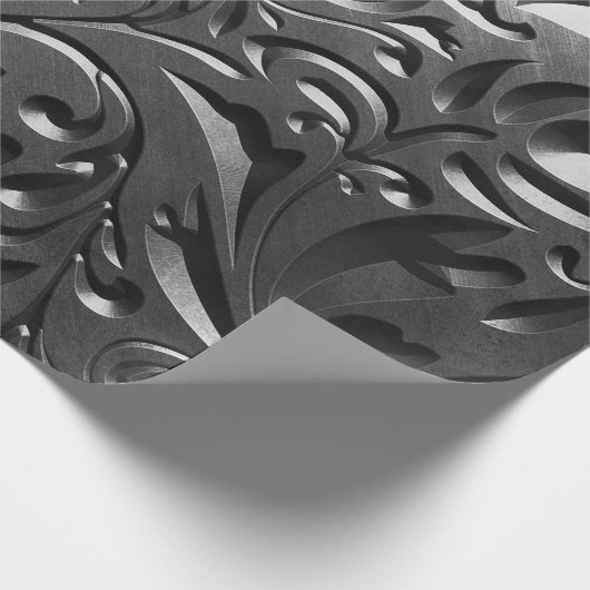 Zilvermetaal gegraveerd ziet er abstract grijs sta cadeaupapier (Hoek)