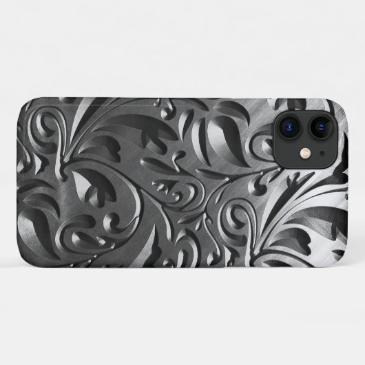 Zilvermetaal gegraveerd ziet er abstract grijs sta Case-Mate iPhone case (Achterkant (horizontaal))