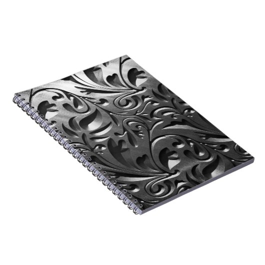 Zilvermetaal gegraveerd ziet er abstract grijs sta notitieboek (Rechterzijde)
