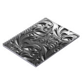 Zilvermetaal gegraveerd ziet er abstract grijs sta notitieboek (Linkerzijde)