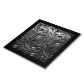 Zilvermetaal gegraveerd ziet er abstract grijs sta tegeltje (Zijkant)