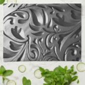 Zilvermetaal gegraveerd ziet er abstract grijs sta theedoek (Gevouwen)