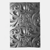 Zilvermetaal gegraveerd ziet er abstract grijs sta theedoek (Verticaal)