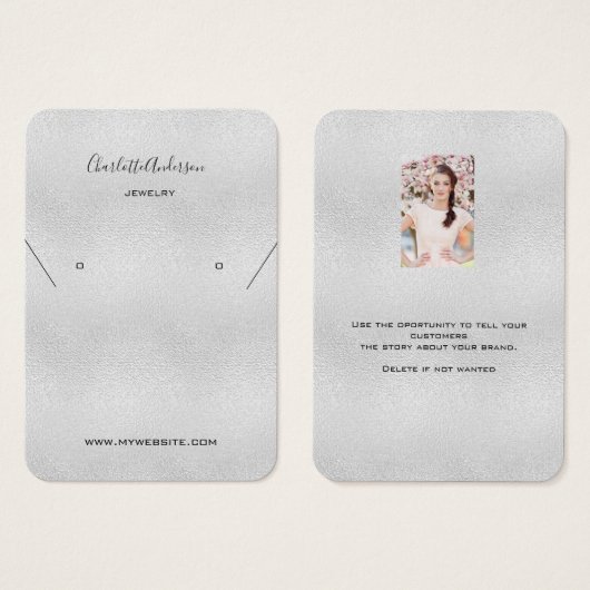 Zilvermetaal voor het oormerken van juwelen visitekaartje (Voorkant /achterkant)