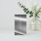 zilvermetallic gratie visitekaartje (Staand voorkant)