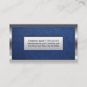 zilvermetallisch Lijst | Blauw lederen achtergrond Visitekaartje (Achterkant)