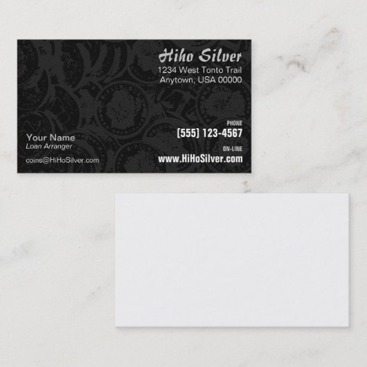 Zilvermunten Visitekaartje (Voorkant / Achterkant)