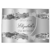 Zilvernaam elegant verjaardagscentrum groot cadeauzakje (Achterkant)