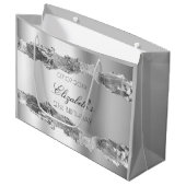 Zilvernaam elegant verjaardagscentrum groot cadeauzakje (Voorkant Gekanteld)