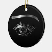 Zilveroog met wenkbrauw en details binnenin keramisch ornament (Links)