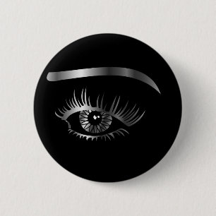 Zilveroog met wenkbrauw en details binnenin ronde button 5,7 cm