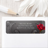 Zilverornamentaal Fancy rood rozenhuwelijk Etiket (Insitu)