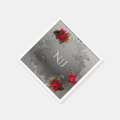 Zilverornamentaal Fancy rood rozenhuwelijk Servetten (Hoek)