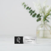 Zilverpaard op zwarte achtergrond mini visitekaartje (Staand voorkant)