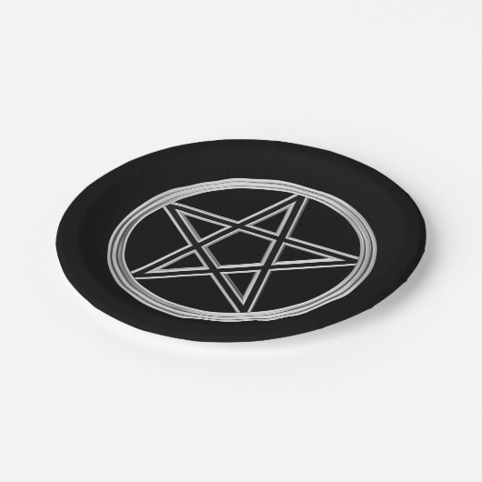 Zilverpentagram Papieren Bordje (Gekanteld)