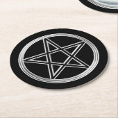 Zilverpentagram Ronde Kartonnen Onderzetter (Gebogen)