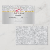 Zilverperziken florale elegante halfglansbedrijven visitekaartje (Voorkant / Achterkant)