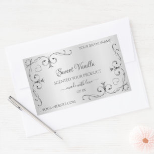  zilverproductlabels  decor-hoeken rechthoekige sticker