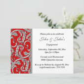 Zilverrode florale paisley bloedig verloving kaart (Staand voorkant)