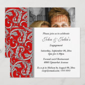 Zilverrode florale paisley bloedig verloving kaart (Voorkant / Achterkant)