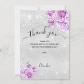 Zilverroze floralen dank u de kaart (Voorkant)