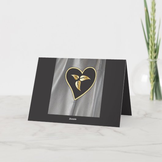 Zilversatin en goudbloem bedankkaart (Achterkant)