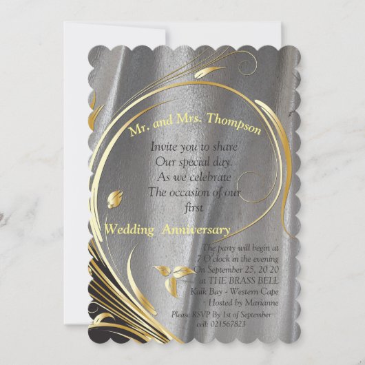 Zilversatin en goudbloem Jubileum Kaart (Voorkant)