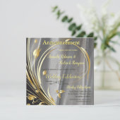 Zilversatin & goudbloem-splendor aankondiging (Staand voorkant)