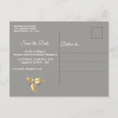 Zilversatin & goudbloem-splendor aankondigingskaart (Achterkant)