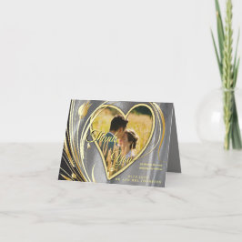 Zilversatin & goudbloem-splendor bedankkaart