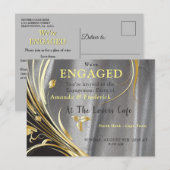 Zilversatin & goudbloem-splendor uitnodiging briefkaart (Voorkant / Achterkant)