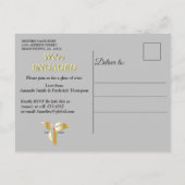 Zilversatin & goudbloem-splendor uitnodiging briefkaart (Achterkant)