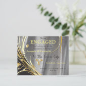 Zilversatin & goudbloem-splendor uitnodiging briefkaart (Staand voorkant)