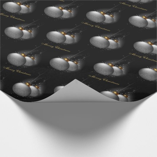 Zilverslinders op zwart omslagpapier cadeaupapier (Hoek)
