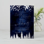 Zilversneeuw voor de kerstwinter folie uitnodiging (Staand Voorkant)