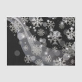 Zilversneeuwvlokken en -lichten op zwart tissuepapier (Voorkant)