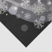 Zilversneeuwvlokken en -lichten op zwart tissuepapier (Detail)
