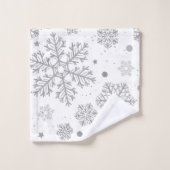 Zilversneeuwvlokken op wit bad handdoek (Wasdoekje)