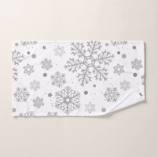 Zilversneeuwvlokken op wit bad handdoek (Handdoek)