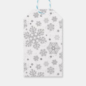 Zilversneeuwvlokken op wit cadeaulabel (Achterkant)