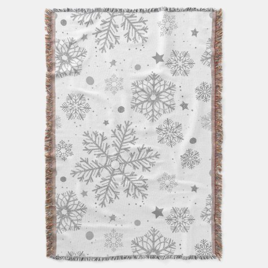 Zilversneeuwvlokken op wit deken (Voorkant Verticaal)