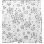 Zilversneeuwvlokken op wit douchegordijn (Voorkant)