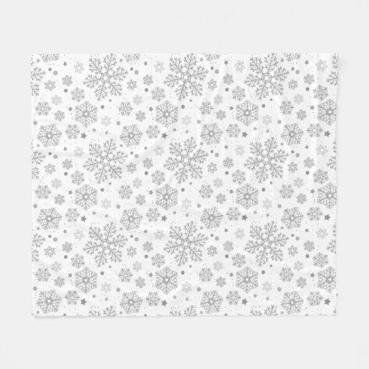 Zilversneeuwvlokken op wit fleece deken (Voorkant (Horizontaal))