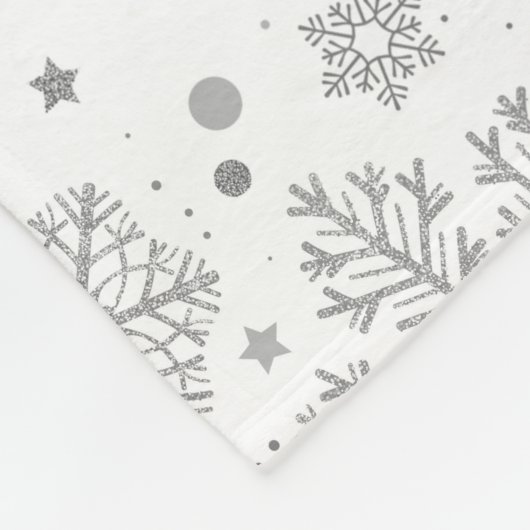 Zilversneeuwvlokken op wit fleece deken (Hoek)