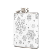 Zilversneeuwvlokken op wit heupfles (Links)