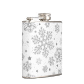 Zilversneeuwvlokken op wit heupfles (Rechts)